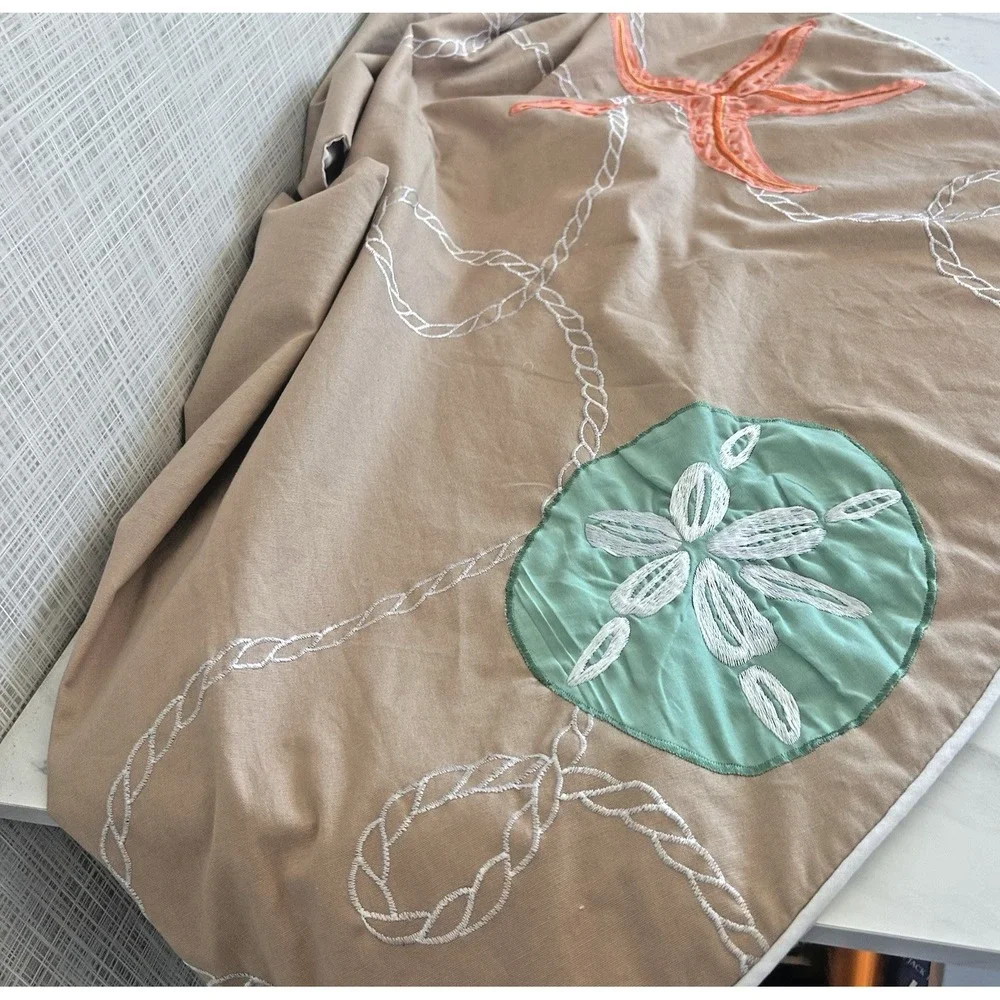 Nautical Christmas Tree Skirt Sanddollar Starfish Seahorse 54